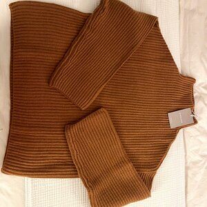 Everlane: The Felted Merino Funnel-Neck Pullover in Deep Camel, M - NWOT